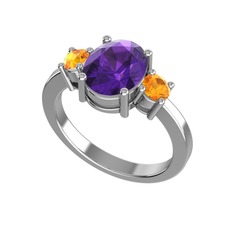 Ametist ve sitrin 925 ayar gümüş yüzük