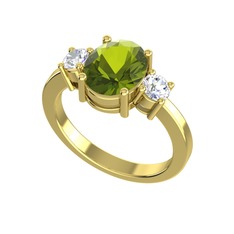 Tria Carita Yüzük - Peridot ve pırlanta 14 ayar altın yüzük (0.48 karat) #1c7sina