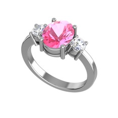Pembe kuvars ve swarovski 925 ayar gümüş yüzük