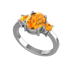 Tria Carita Yüzük - Sitrin 8 ayar beyaz altın yüzük #1fzmub4