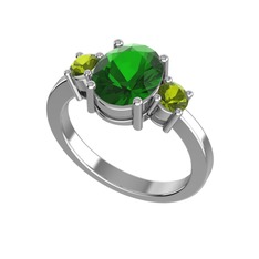 Yeşil kuvars ve peridot 925 ayar gümüş yüzük