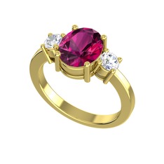 Tria Carita Yüzük - Rodolit garnet ve beyaz zirkon 8 ayar altın yüzük #1gtbw65