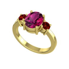 Tria Carita Yüzük - Rodolit garnet ve garnet 14 ayar altın yüzük #1j07hqi