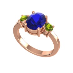 Tria Carita Yüzük - Lab safir ve peridot 925 ayar rose altın kaplama gümüş yüzük #1j3gizl