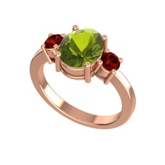 Tria Carita Yüzük - Peridot ve garnet 14 ayar rose altın yüzük #1jk9hrc