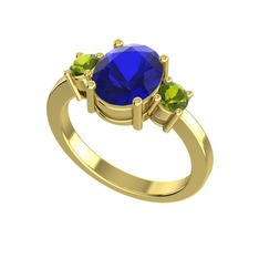 Lab safir ve peridot 14 ayar altın yüzük