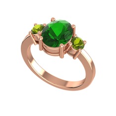 Tria Carita Yüzük - Yeşil kuvars ve peridot 18 ayar rose altın yüzük #1pfkx2w