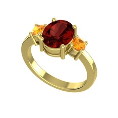 Garnet ve sitrin 14 ayar altın yüzük