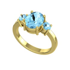 Tria Carita Yüzük - Akuamarin 8 ayar altın yüzük #1sfjexb