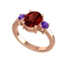 Tria Carita Yüzük - Garnet ve ametist 18 ayar rose altın yüzük #1sqe3xj