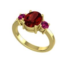 Tria Carita Yüzük - Garnet ve rodolit garnet 925 ayar altın kaplama gümüş yüzük #1xil02q