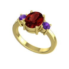 Tria Carita Yüzük - Garnet ve ametist 925 ayar altın kaplama gümüş yüzük #1ylab7d
