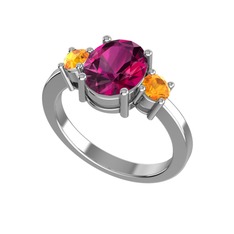 Rodolit garnet ve sitrin 925 ayar gümüş yüzük