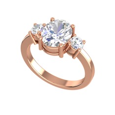 Tria Carita Yüzük - Beyaz zirkon ve swarovski 14 ayar rose altın yüzük #488hi5