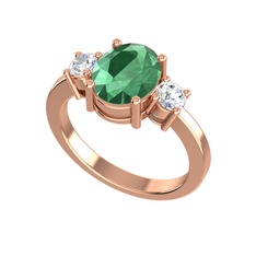 Kök zümrüt ve swarovski 18 ayar rose altın yüzük