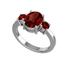 Tria Carita Yüzük - Garnet 14 ayar beyaz altın yüzük #6pyv3u