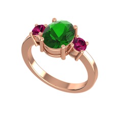 Yeşil kuvars ve rodolit garnet 8 ayar rose altın yüzük