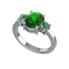 Tria Carita Yüzük - Yeşil kuvars ve kök zümrüt 925 ayar gümüş yüzük #8me3sk