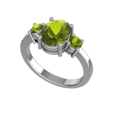 Tria Carita Yüzük - Peridot 14 ayar beyaz altın yüzük #9ifpag