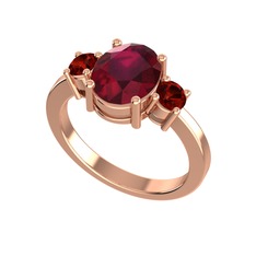 Tria Carita Yüzük - Kök yakut ve garnet 8 ayar rose altın yüzük #bjjaw9