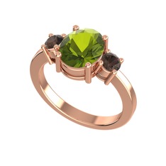 Peridot ve dumanlı kuvars 8 ayar rose altın yüzük