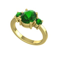 Tria Carita Yüzük - Yeşil kuvars 8 ayar altın yüzük #c1y67w