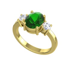Tria Carita Yüzük - Yeşil kuvars ve swarovski 14 ayar altın yüzük #cmamkn