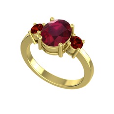 Kök yakut ve garnet 18 ayar altın yüzük