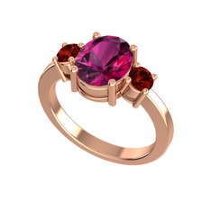 Tria Carita Yüzük - Rodolit garnet ve garnet 14 ayar rose altın yüzük #d53u7z