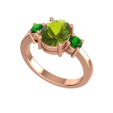 Peridot ve yeşil kuvars 8 ayar rose altın yüzük