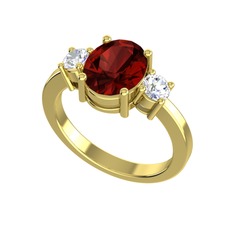 Tria Carita Yüzük - Garnet ve swarovski 14 ayar altın yüzük #gg2n1m