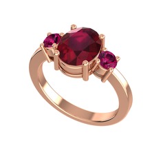 Kök yakut ve rodolit garnet 14 ayar rose altın yüzük