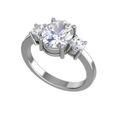 Tria Carita Yüzük - Swarovski ve pırlanta 14 ayar beyaz altın yüzük (0.48 karat) #ilbgy9
