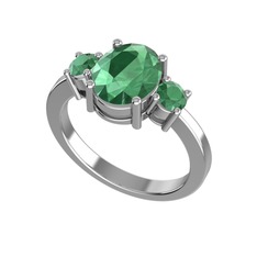 Kök zümrüt 18 ayar beyaz altın yüzük