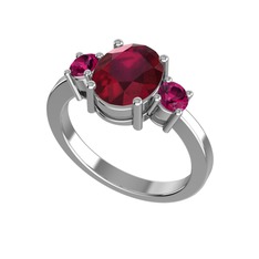 Kök yakut ve rodolit garnet 8 ayar beyaz altın yüzük