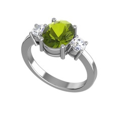 Tria Carita Yüzük - Peridot ve swarovski 18 ayar beyaz altın yüzük #lfihyy