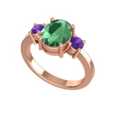 Tria Carita Yüzük - Kök zümrüt ve ametist 925 ayar rose altın kaplama gümüş yüzük #mhjgnt