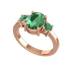 Tria Carita Yüzük - Kök zümrüt 925 ayar rose altın kaplama gümüş yüzük #mz5y8p