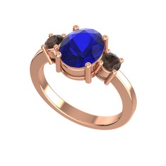 Tria Carita Yüzük - Lab safir ve dumanlı kuvars 8 ayar rose altın yüzük #nccpow