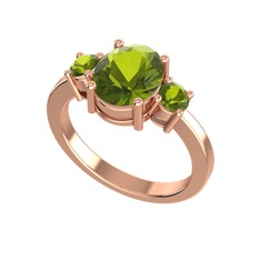 Tria Carita Yüzük - Peridot 14 ayar rose altın yüzük #no536m
