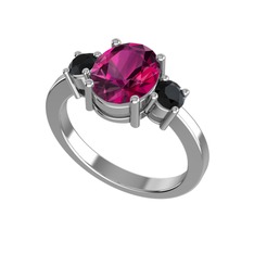Tria Carita Yüzük - Rodolit garnet ve siyah zirkon 925 ayar gümüş yüzük #ouhwho