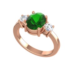 Tria Carita Yüzük - Yeşil kuvars ve swarovski 8 ayar rose altın yüzük #p3tufl