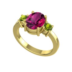 Rodolit garnet ve peridot 14 ayar altın yüzük