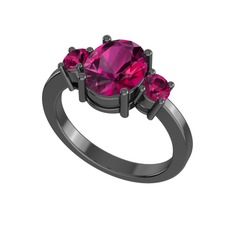 Rodolit garnet 925 ayar siyah rodyum kaplama gümüş yüzük