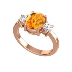 Tria Carita Yüzük - Sitrin ve swarovski 14 ayar rose altın yüzük #qn30ld