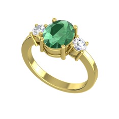 Tria Carita Yüzük - Kök zümrüt ve pırlanta 14 ayar altın yüzük (0.48 karat) #qsam7c