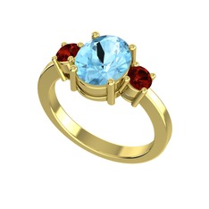 Tria Carita Yüzük - Akuamarin ve garnet 14 ayar altın yüzük #qzeymm