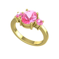 Tria Carita Yüzük - Pembe kuvars 14 ayar altın yüzük #sokxre