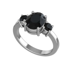 Tria Carita Yüzük - Siyah zirkon 18 ayar beyaz altın yüzük #tg8woi