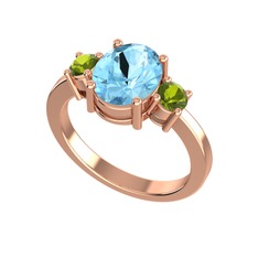 Tria Carita Yüzük - Akuamarin ve peridot 18 ayar rose altın yüzük #tuxnw0
